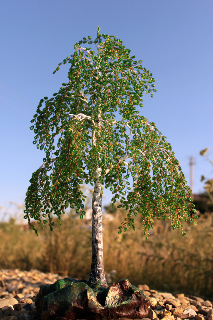 Моя Россия дерево из бисера бонсай Берёза.